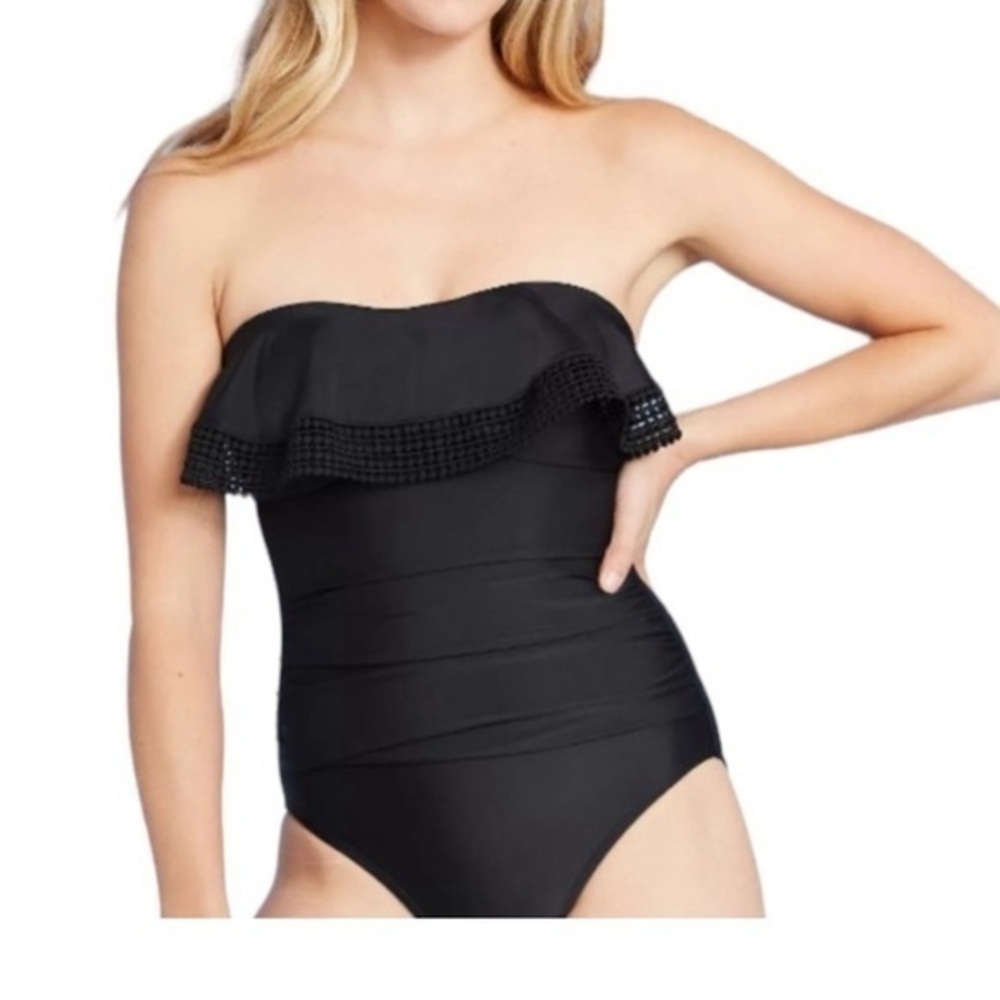 Kona Sol Women's Bandeau One Piece Swimsuit, L black